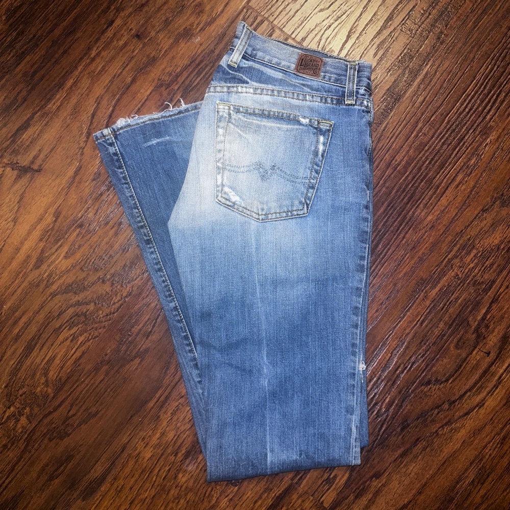 Lucky Brand Bootcut Distressed Jeans, Size 28